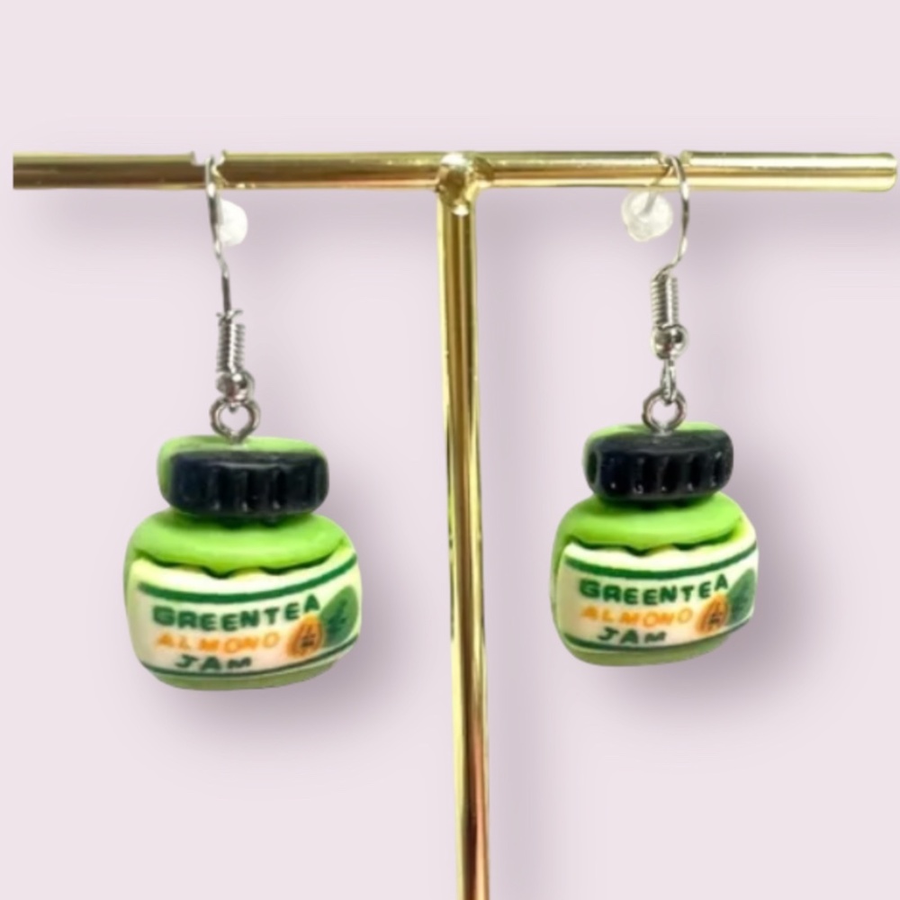 ❤️ FREE Green Tea Almond Jam Hipster Chic Trendy Art Pop Artsy Graphic Earrings